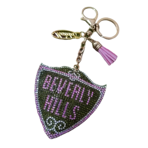 BEVERLY HILLS RHINESTONE KEY CHAIN - EXCLUSIVE GREEN/PINK