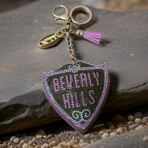 BEVERLY HILLS RHINESTONE KEY CHAIN - EXCLUSIVE GREEN/PINK
