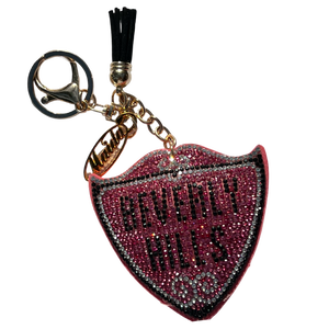 BEVERLY HILLS RHINESTONE KEY CHAIN - EXCLUSIVE ROSE/BLACK
