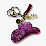 DALLAS Pink Rhinestone Cowboy/girl Hat key Chain-Exclusive