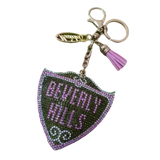 BEVERLY HILLS RHINESTONE KEY CHAIN - EXCLUSIVE GREEN/PINK
