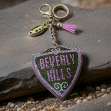 BEVERLY HILLS RHINESTONE KEY CHAIN - EXCLUSIVE GREEN/PINK