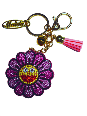 FLOWER POWER PINK KEY CHAIN
