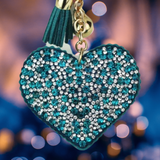 TURQUOISE SCALLOP HEART KEY CHAIN